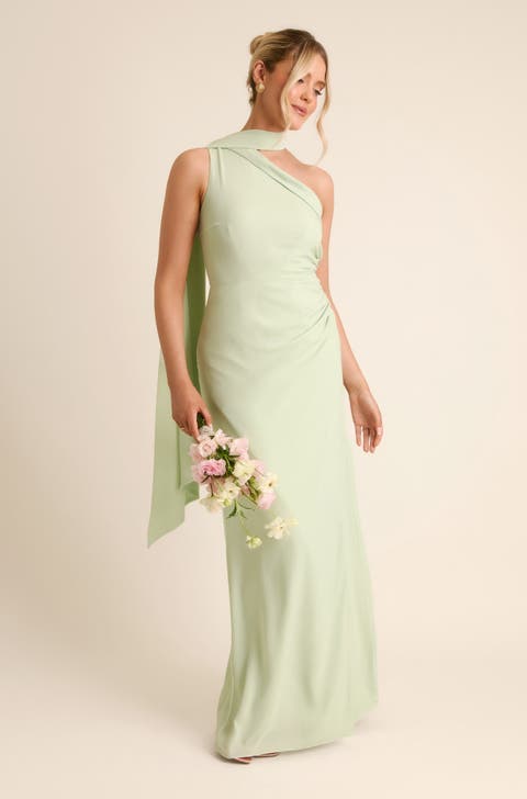 One Shoulder Chiffon Bridesmaid Dress