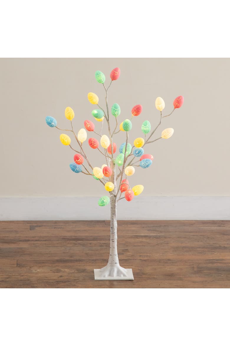 3-ft Pre-Lit Artificial Easter Twig Tree with 40 Egg Shaped LED Ornaments, Alternate, color, White