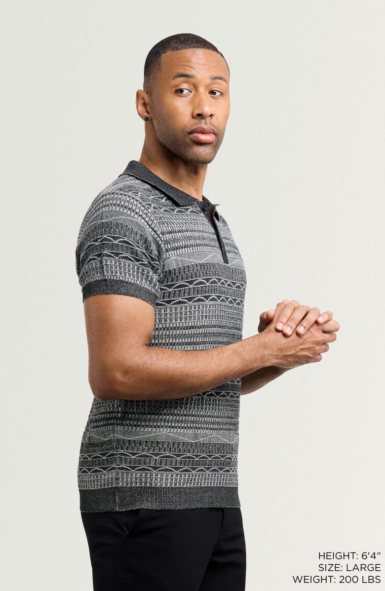XRAY Jacquard Polo Sweater, Alternate, color, Black