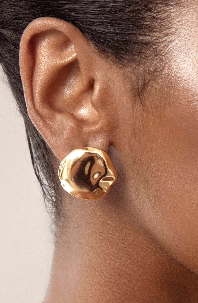 Ettika Molten Spheres Large Stud Earrings, Alternate, color, Gold