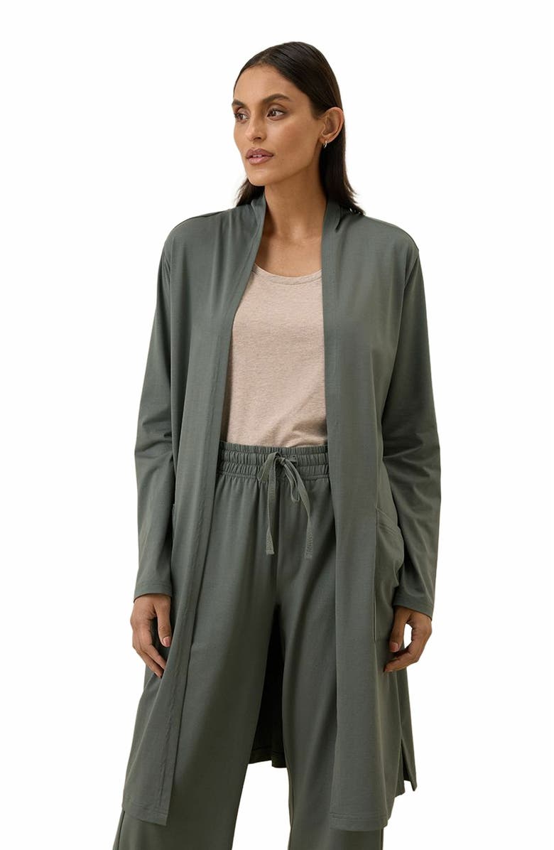 Pact Organic Cotton Cool Stretch Lounge Duster, Alternate, color, Castor Grey