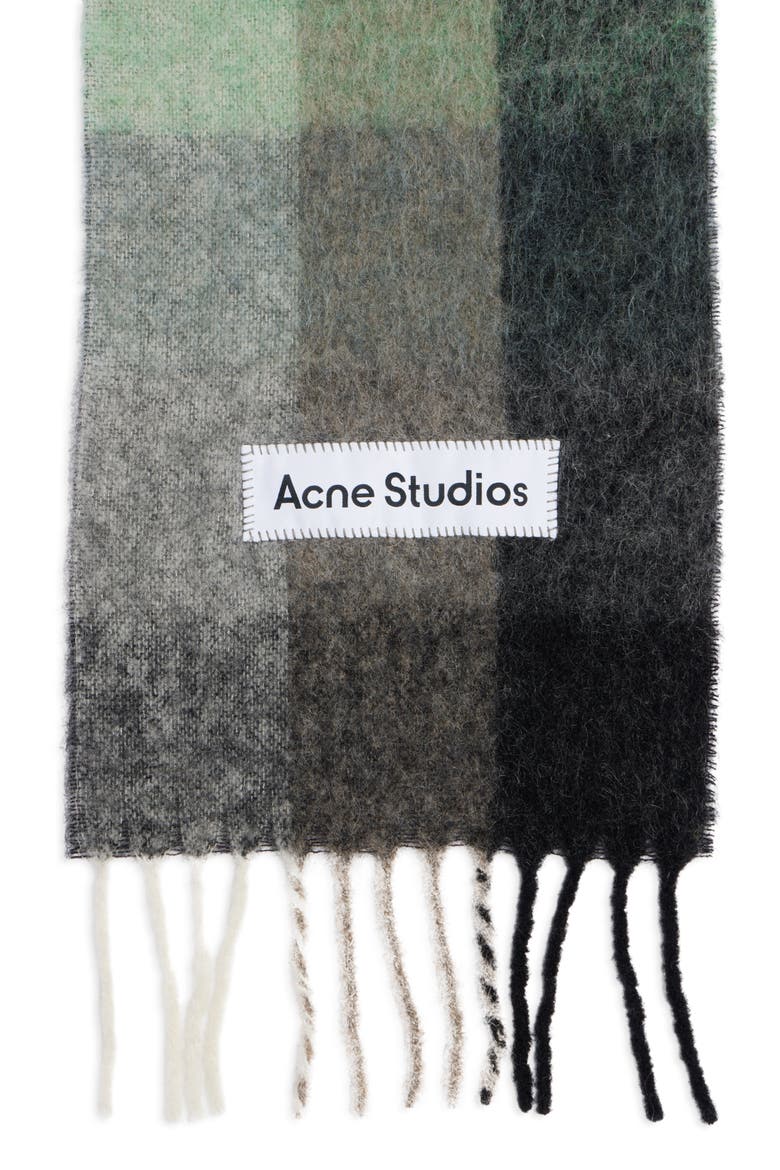Vally Plaid Alpaca, Wool & Mohair Blend Scarf, Alternate, color, GREEN/ GREY/ BLACKDNU