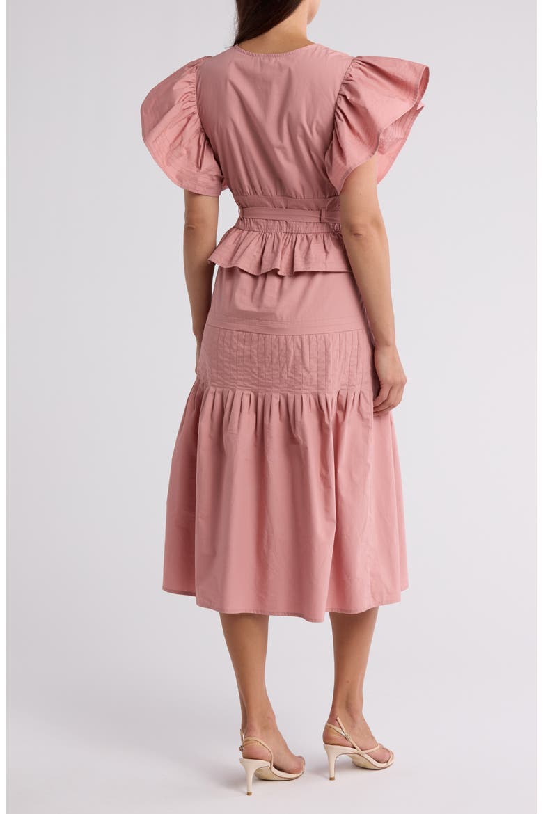 Tiered Ruffle Midi Dress, Alternate, color, ASH ROSE