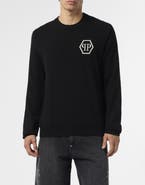 PHILIPP PLEIN Cashmere Roundneck Pullover Jacquard Hexagon Men