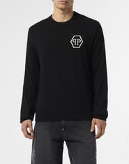 PHILIPP PLEIN Cashmere Roundneck Pullover Jacquard Hexagon Men