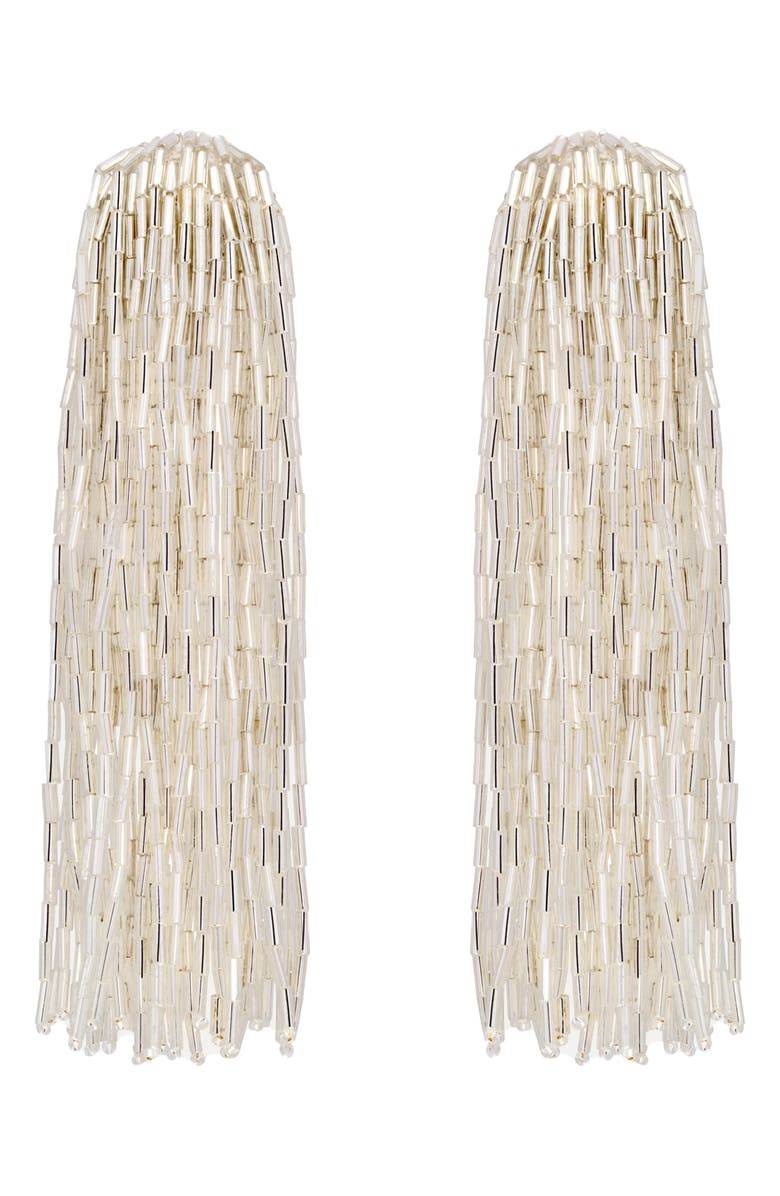 Oscar de la Renta Cascade Tassel Drop Earrings, Main, color, Silver