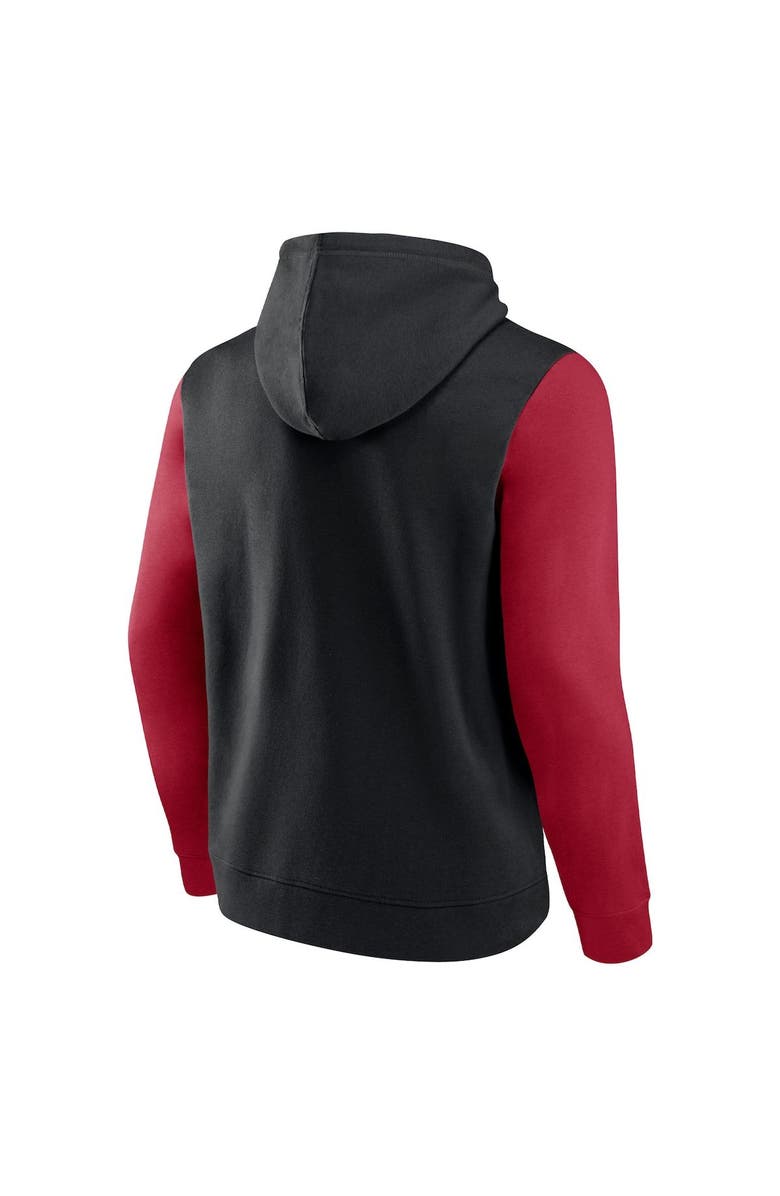 FANATICS Men's Fanatics Branded Black/Red Miami Heat Attack Colorblock Pullover Hoodie, Alternate, color, 