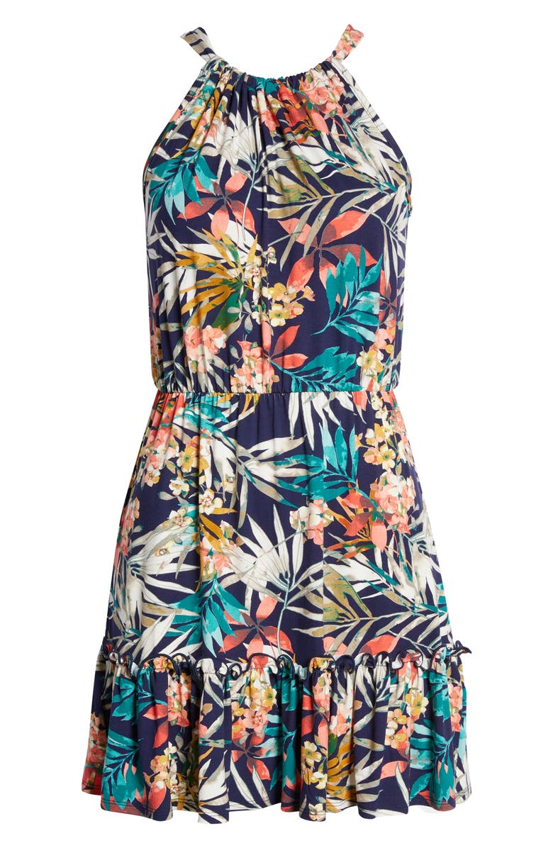Loveappella Floral Halter Neck Knit Dress, Alternate, color, 