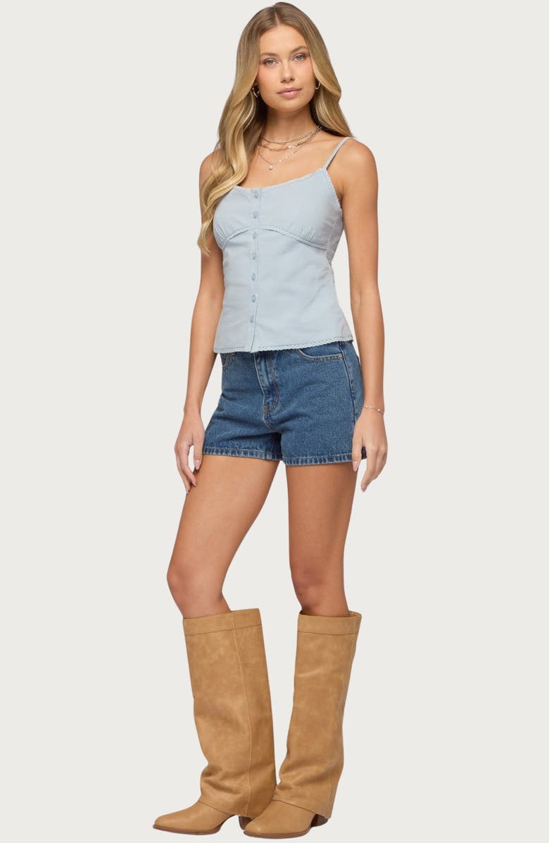 EDIKTED Milena Denim Shorts, Alternate, color, 