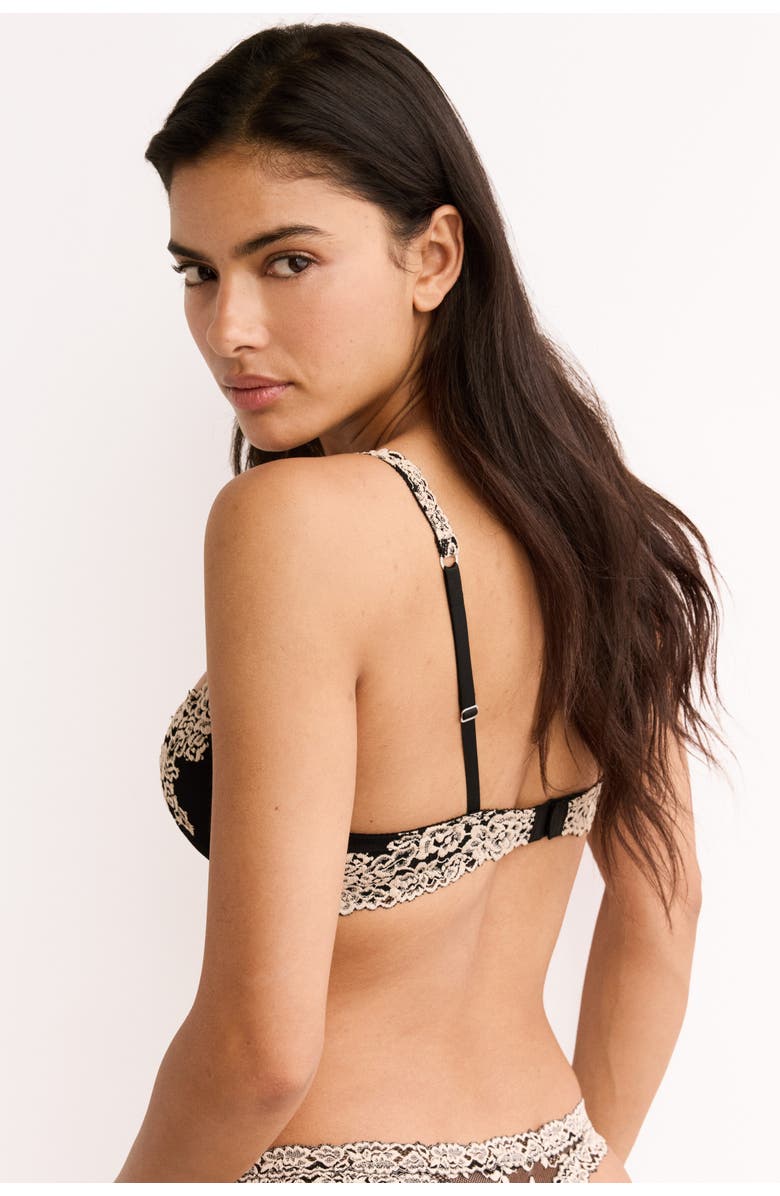 H&M Lace super push-up bra, Alternate, color, Black/Cream