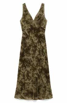 MANGO Floral Burnout Sleeveless Maxi Dress