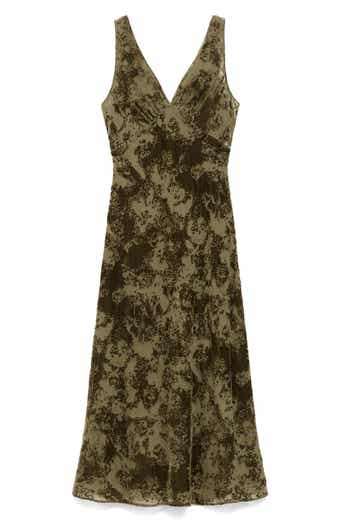 MANGO Floral Burnout Sleeveless Maxi Dress