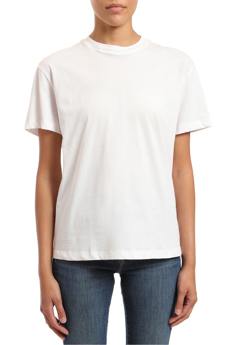 Crewneck Cotton Boyfriend T-Shirt, Main, color, WHITE