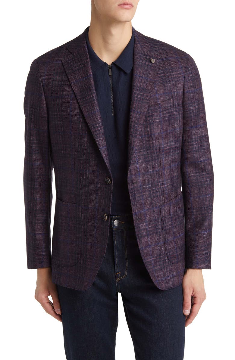 Peter Millar Crown Crafted Luton Plaid Wool & Silk Blend Sport Coat, Main, color, 