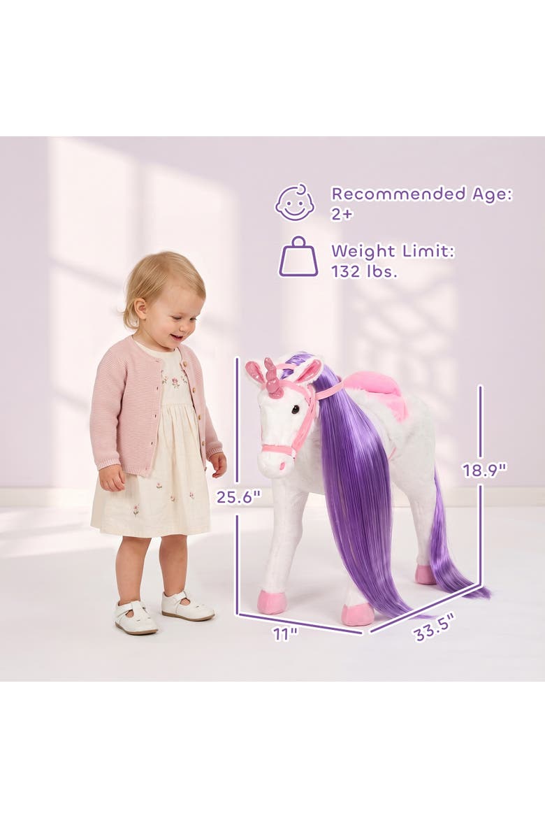 Ride on Horse for Kids 2+ Years, Toddler Riding Horse with Neighing, Stuffed Animal Horse Toy with Padding, White, Alternate, color, white
