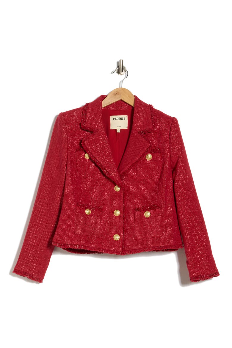 Sylvia Metallic Blazer, Alternate, color, GARNET RED/COPPER