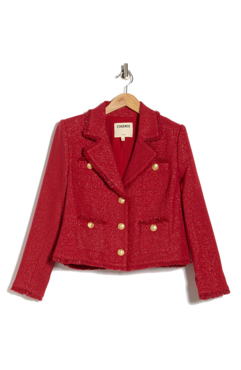 L'AGENCE Sylvia Metallic Blazer, Alternate, color, Garnet Red/Copper