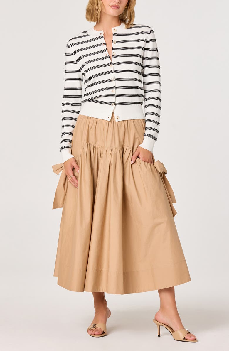 ASTR the Label Lylah Bow Detail Cotton Skirt, Alternate, color, Khaki