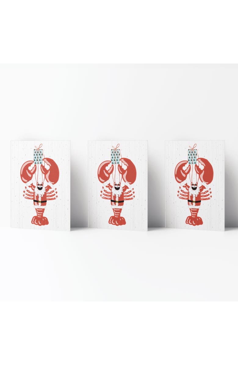 Ramus & Co Winter/Holiday Greeting Card Pack Sets (3 ct) Lobstah Santa, Main, color, Multi-Pack