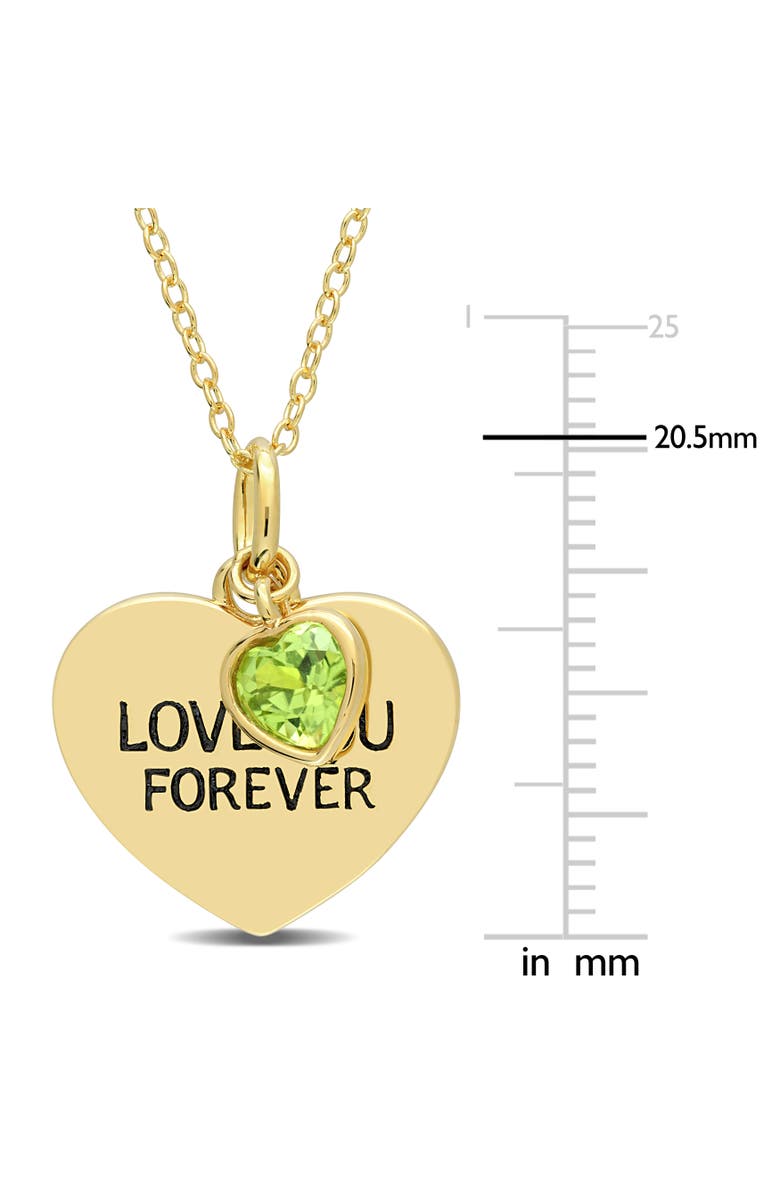 Julianna B. LOVE YOU FOREVER Heart Necklace Plated Silver, Alternate, color, Peridot