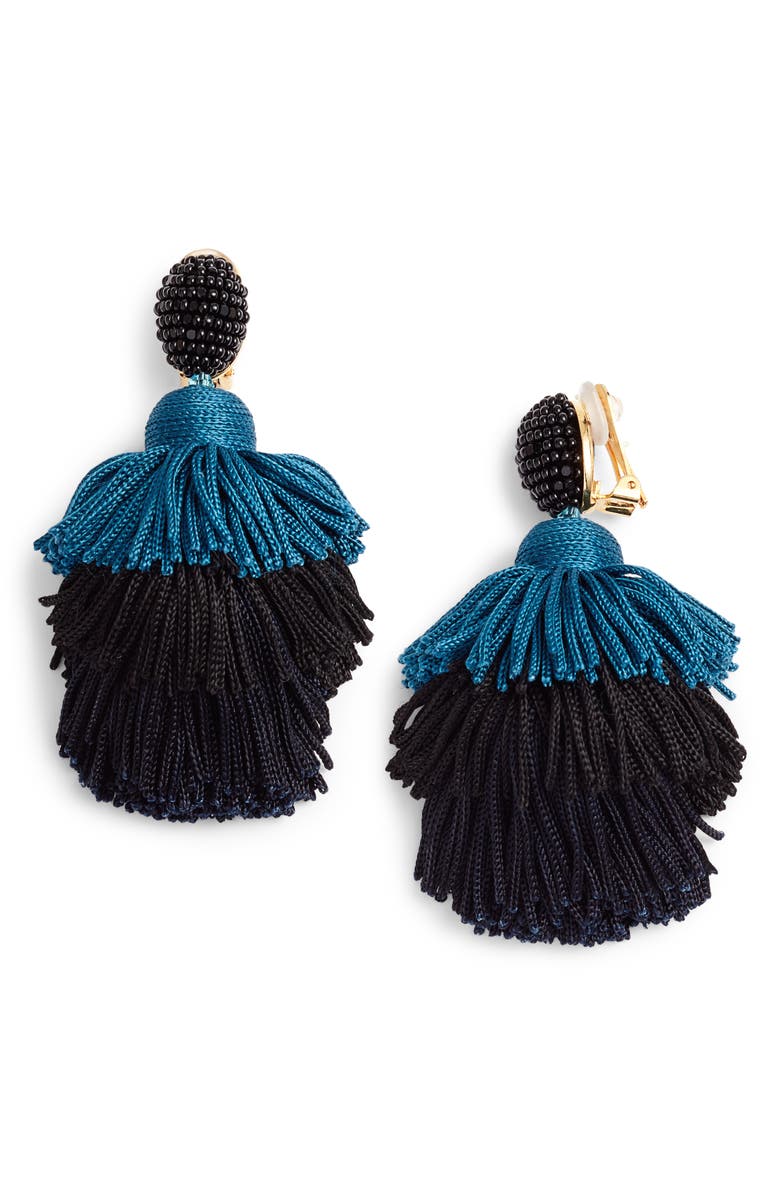 Oscar de la Renta Tiered Tassel Drop Earrings, Main, color,