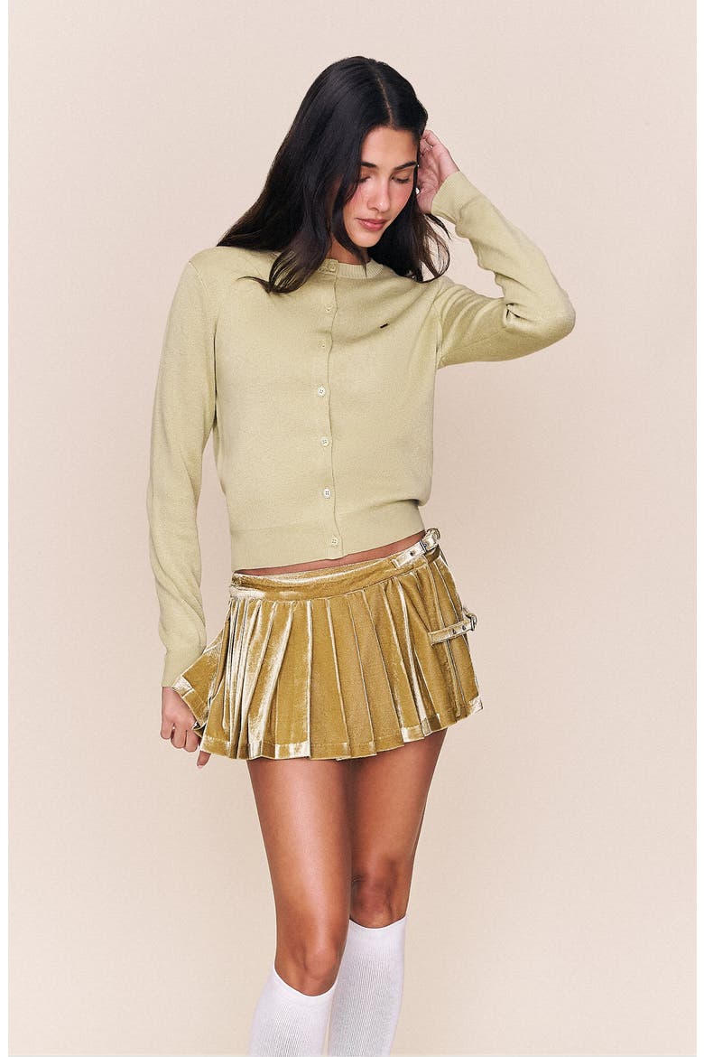 Rylan Velvet Mini Skirt, Alternate, color, Olive
