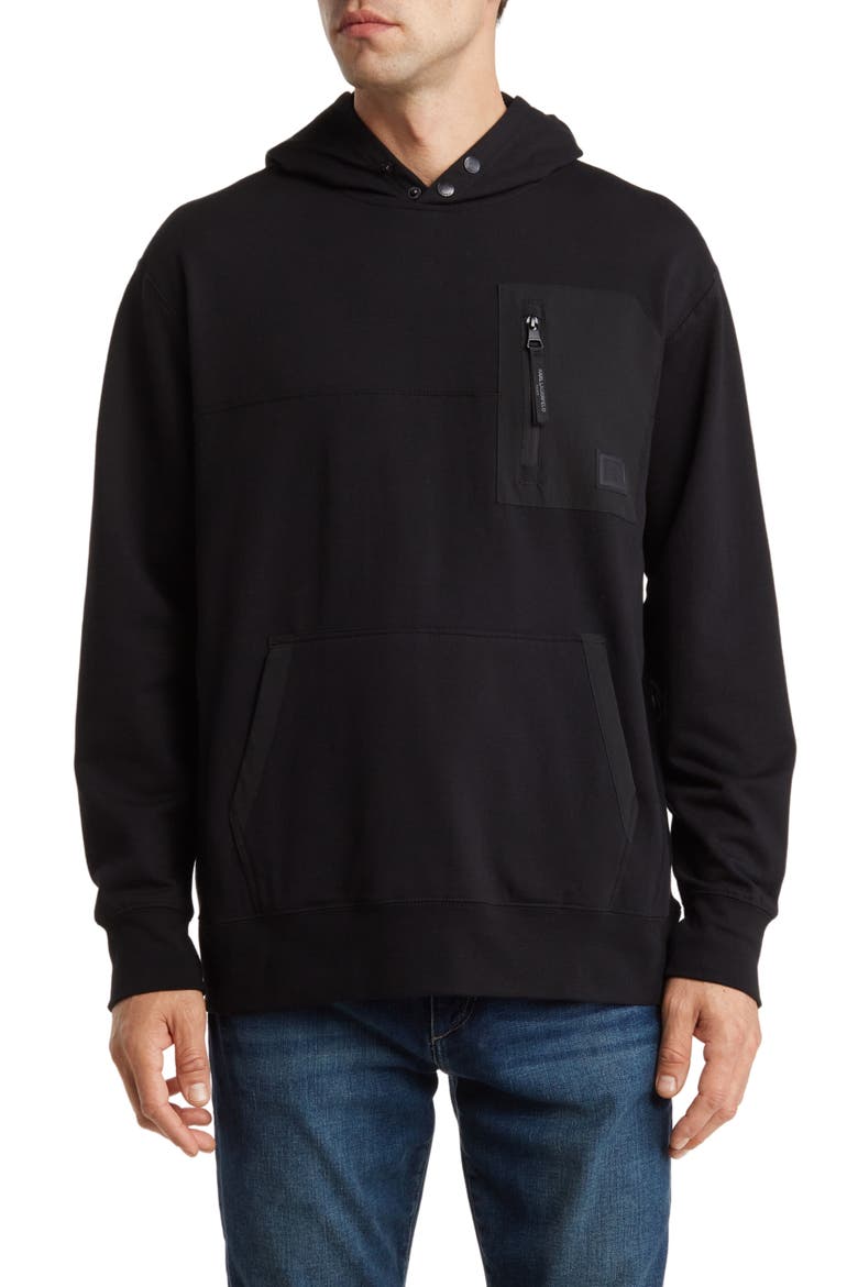 Cotton Blend Hoodie, Main, color, BLACK
