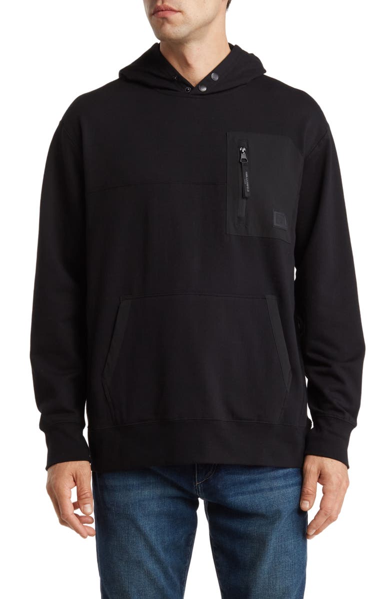KARL LAGERFELD PARIS Cotton Blend Hoodie, Main, color, 