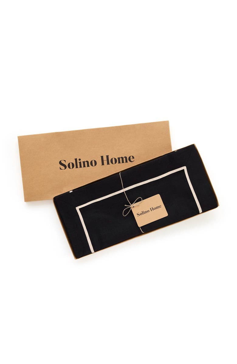 Solino Home Linen Table Runner for Dining Table, Holiday and Everyday Table Decor - Kensington, Alternate, color, Black