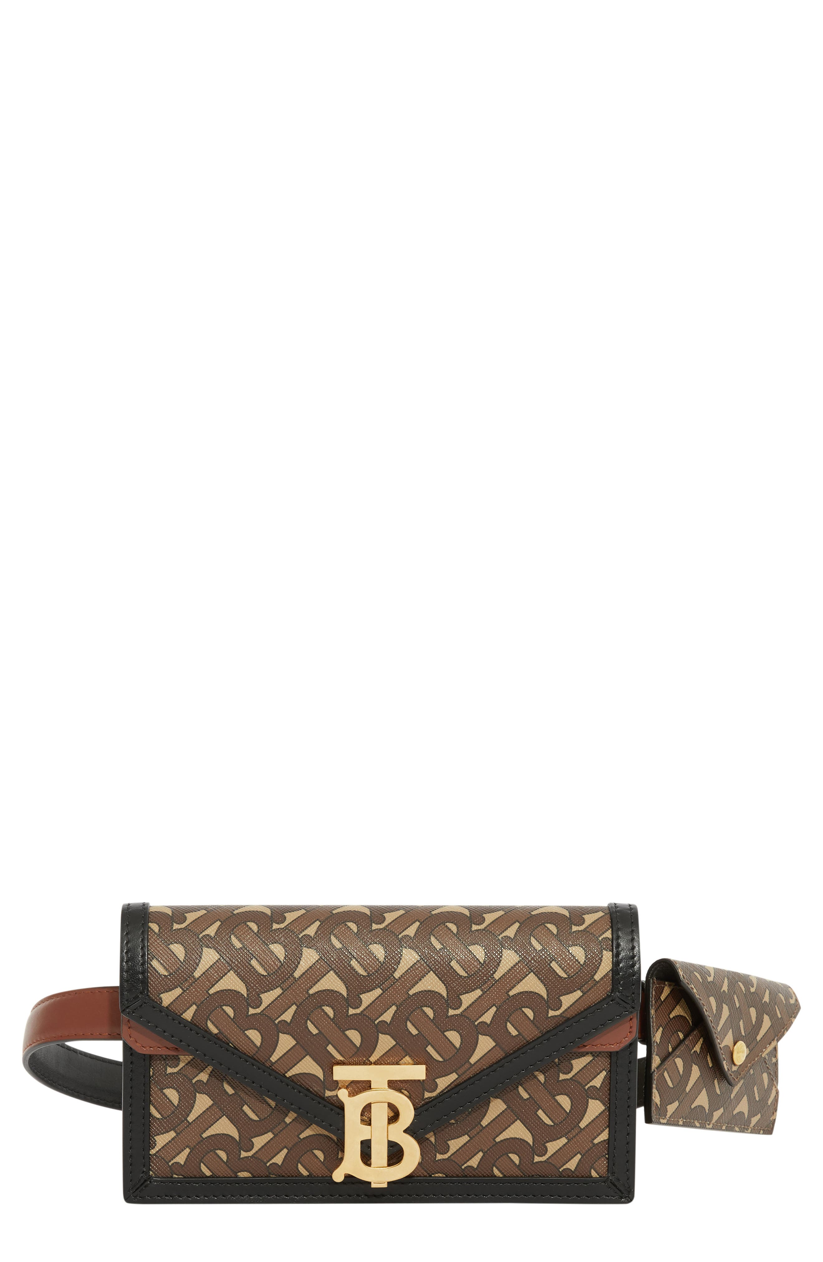 TB Monogram Wallet & Card Case Canvas Belt Bag, Main, color, BRIDLE BROWN