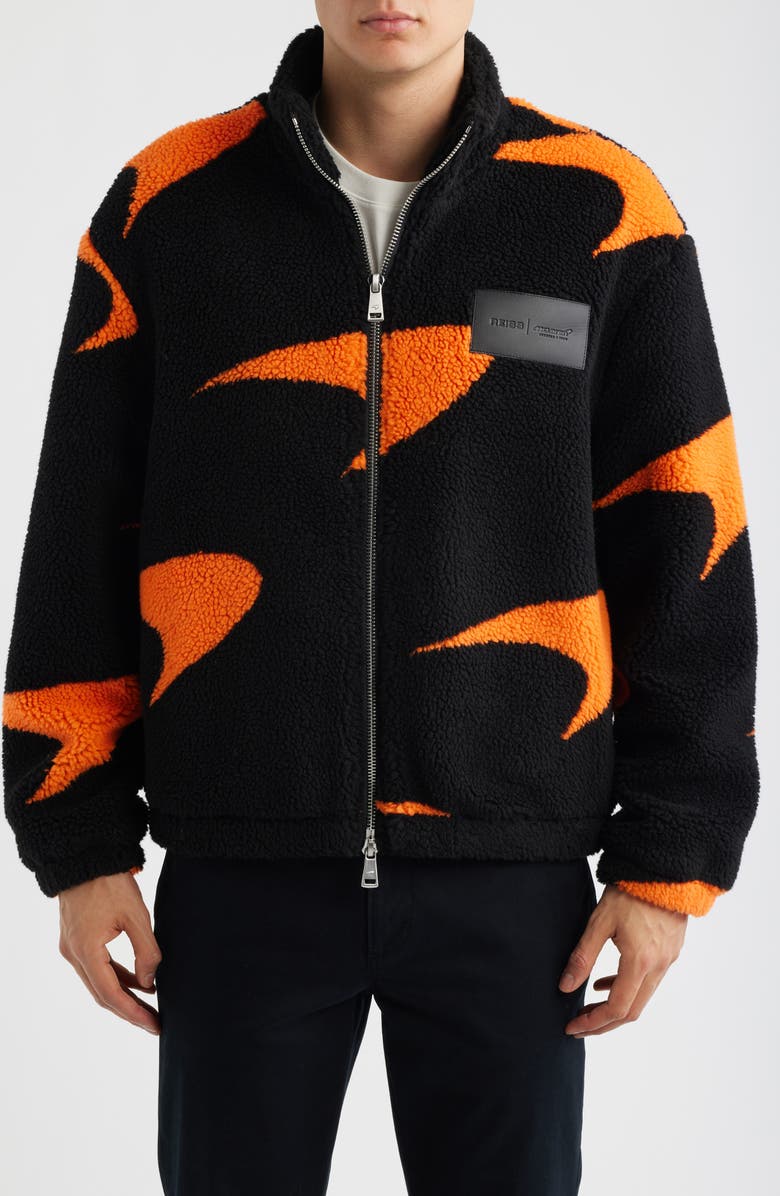 Reiss x McLaren Fleece Jacket, Alternate, color, Black/ Papaya Or
