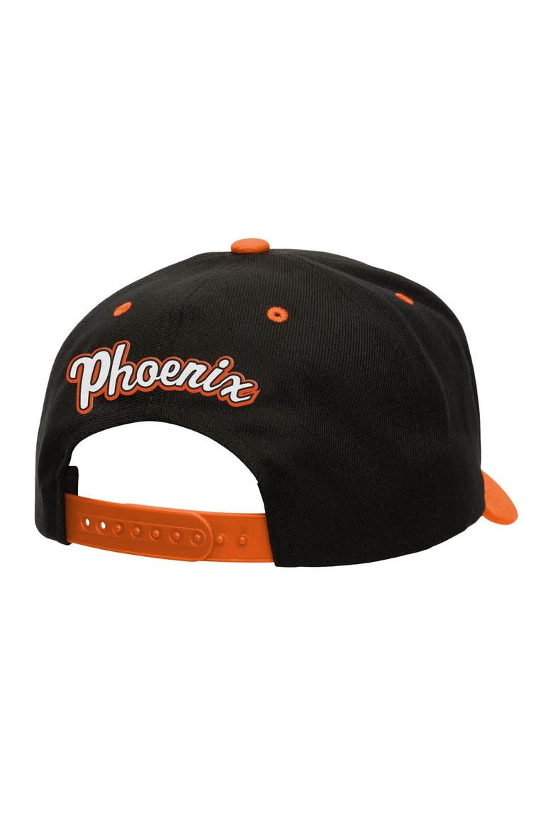 Men's Mitchell & Ness Black/Orange Phoenix Suns Backside Script Two-Tone Pro Crown Adjustable Hat, Alternate, color, Black