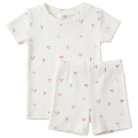 Girl Fruit Pointelle Scallop Trim Short Sleeve Top and Shorts Set (Baby)