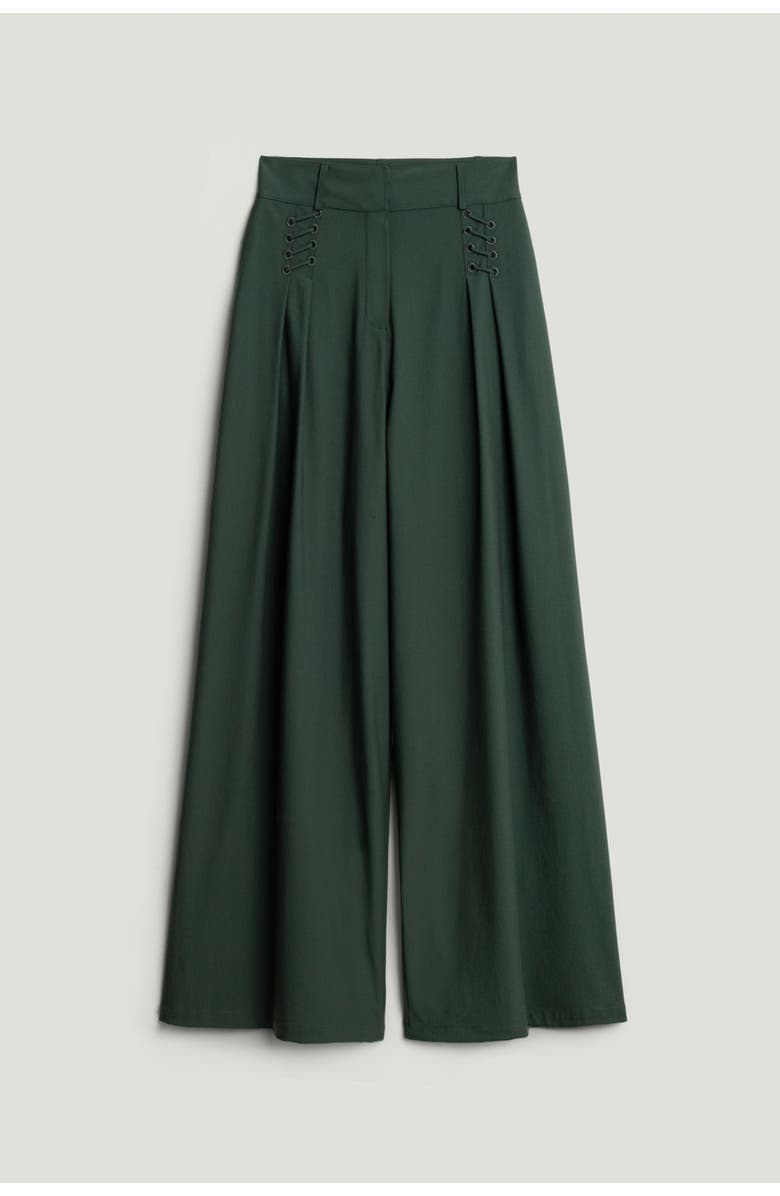 Nocturne Fluid Wide-Leg Pull-On Pants, Alternate, color, Dark Green