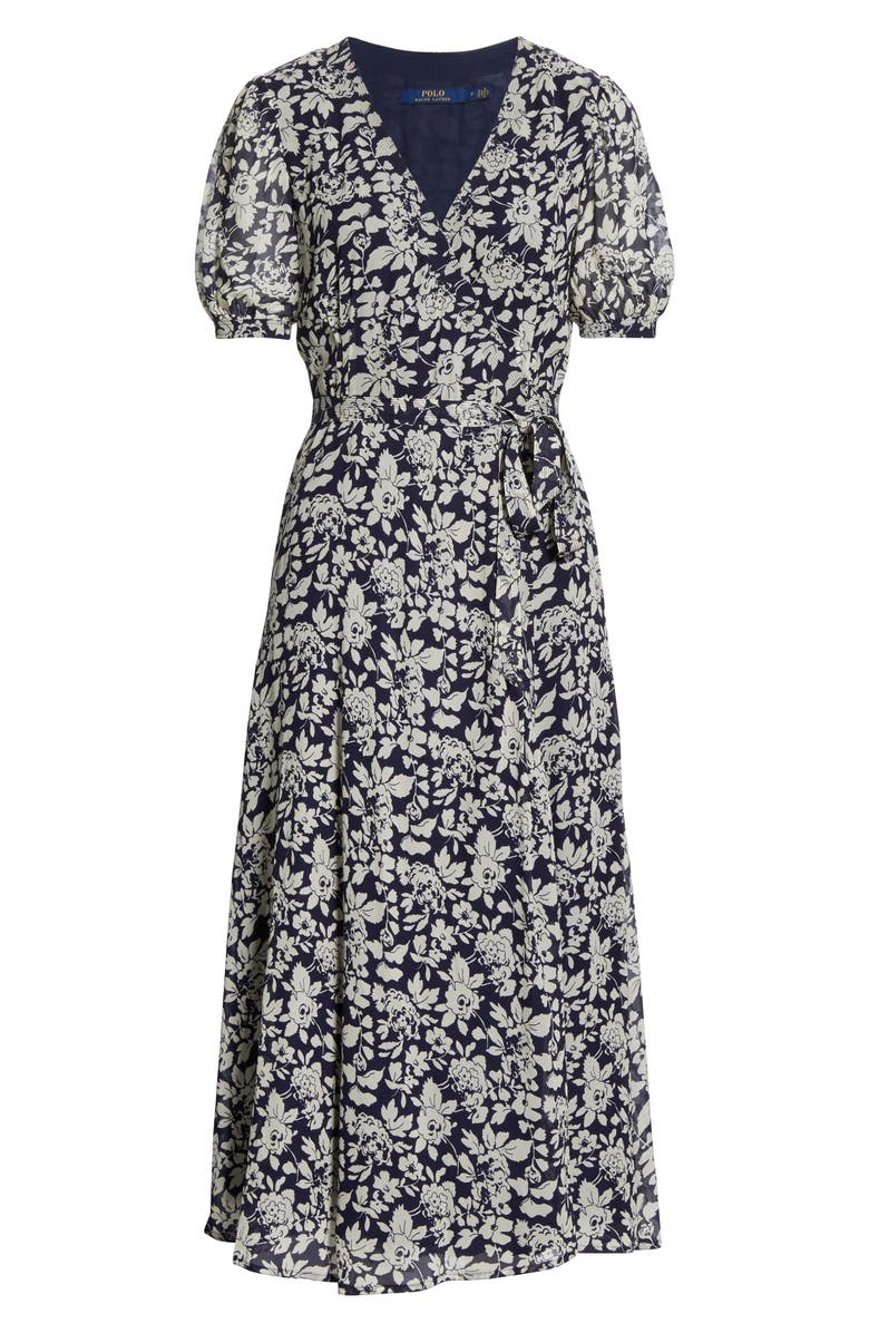 Polo Ralph Lauren Floral Crepe Wrap Midi Dress, Alternate, color, 