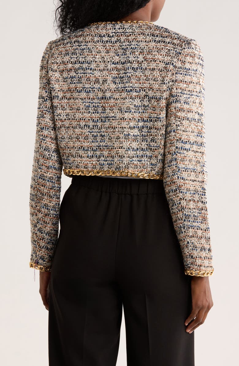 Love Token Lizzie Chain Trim Sequin Bouclé Crop Jacket, Alternate, color,