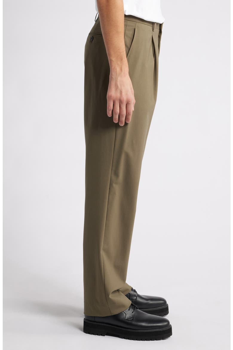 Relaxed Fit Pleated Stretch Wool Dress Pants, Alternate, color, MOSS - F03
