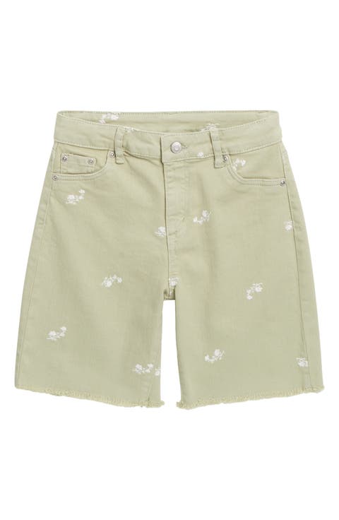 Kids' Embroidered Denim Bermuda Shorts (Sage) (Big Kid)