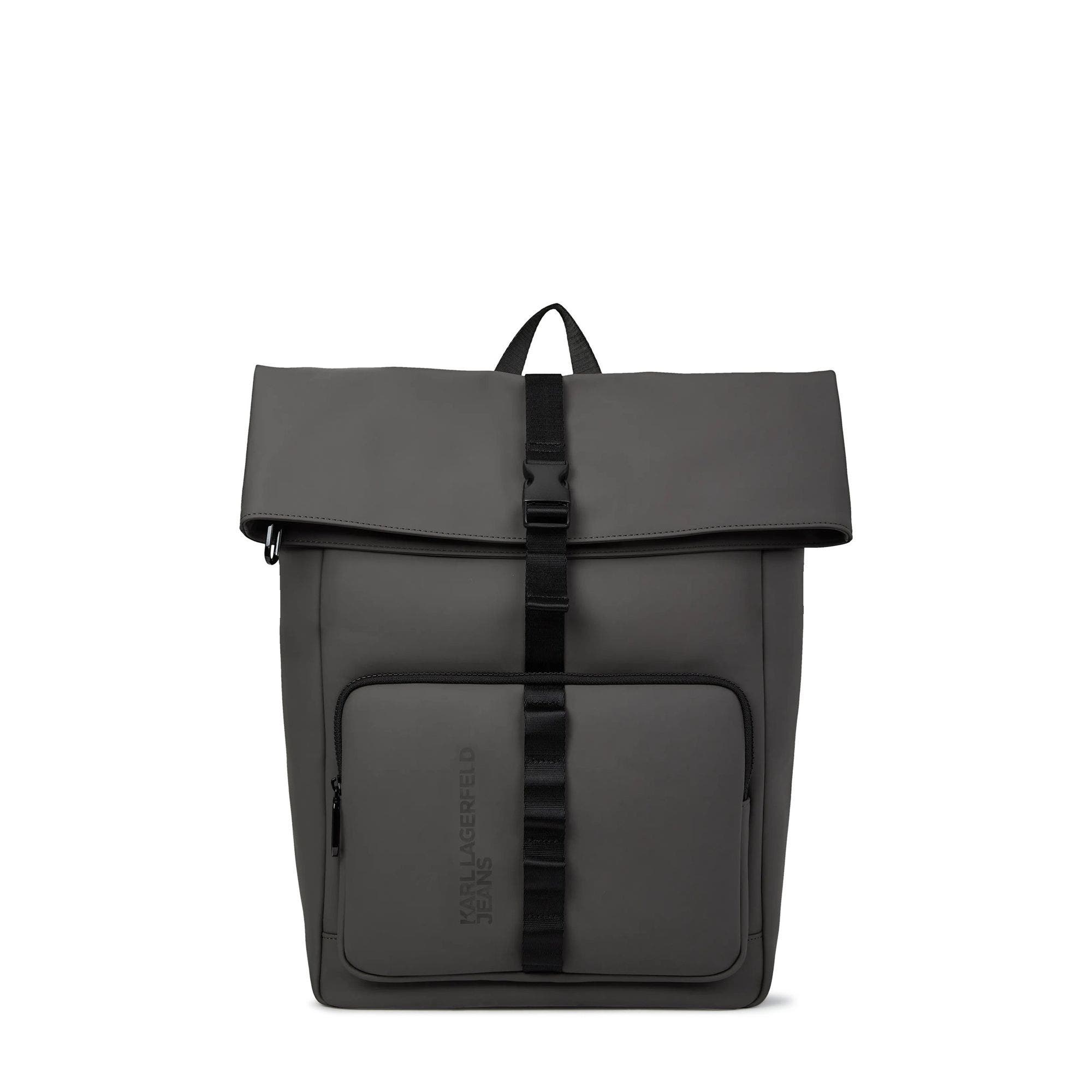 Men's Coated Faux-Leather Roll Top Backpack, Main, color, Magnet