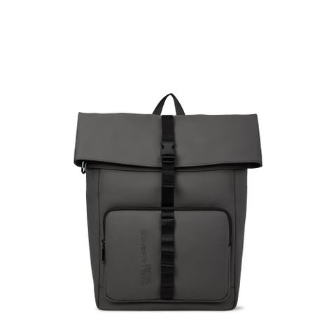 Men's Coated Faux-Leather Roll Top Backpack