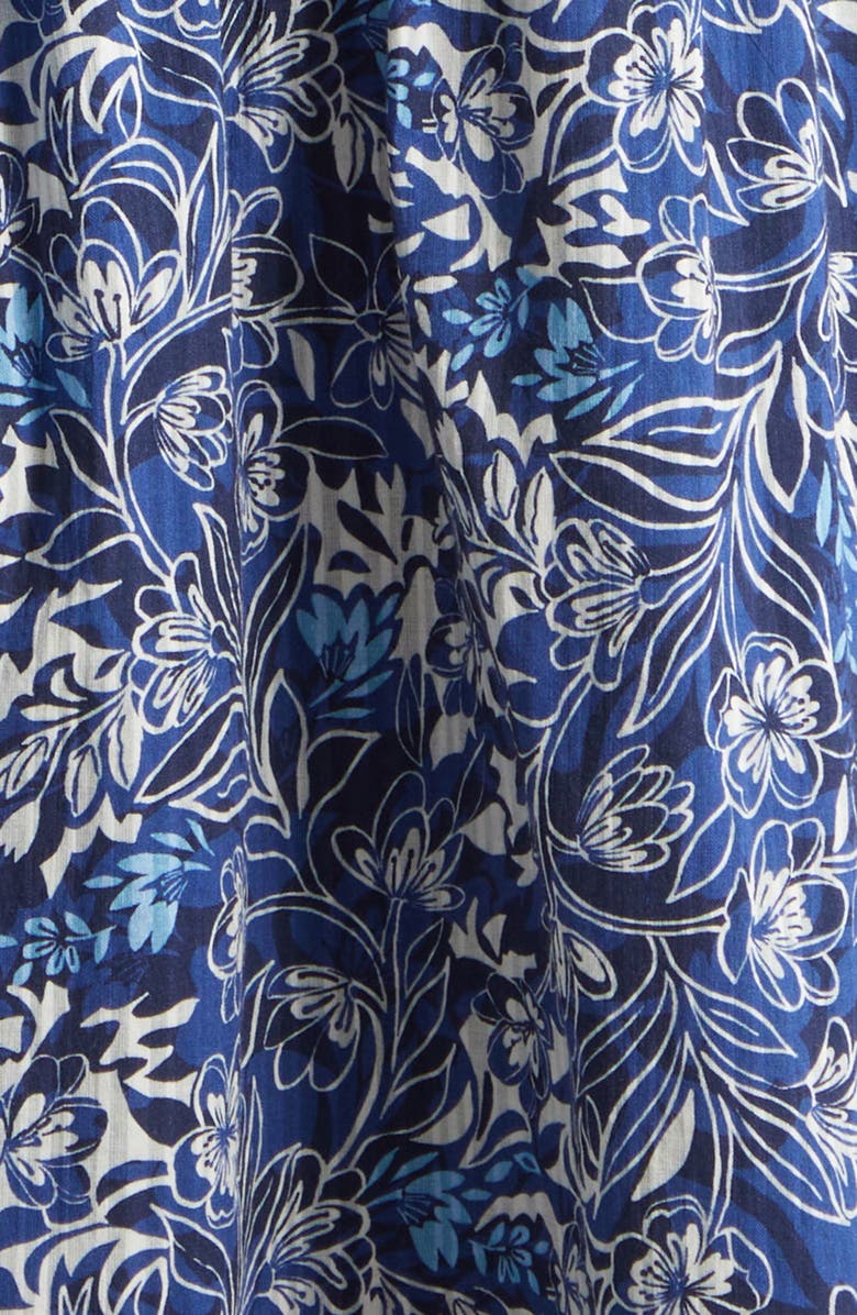 Ramy Brook Delia Mixed Print Halter Neck Cotton Dress, Alternate, color, Navy Floral