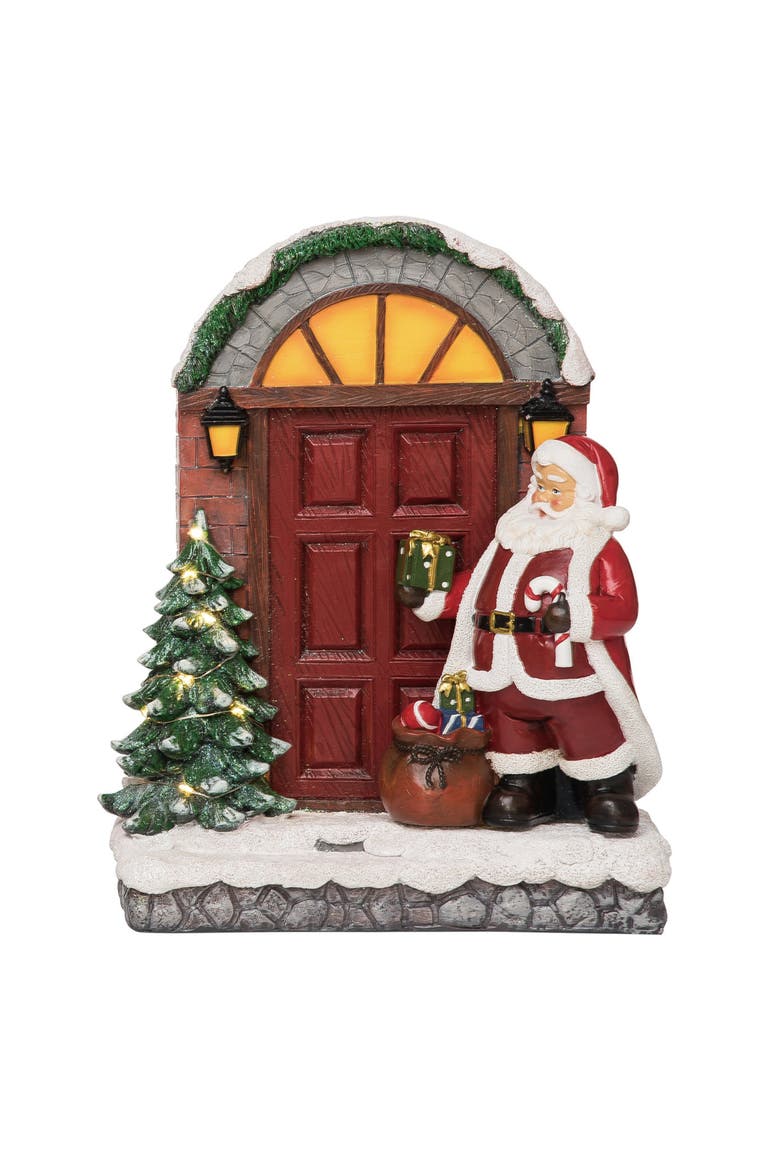 Multicolored Christmas Light Up Jolly Santa Scene Decor, Main, color, Multicolored