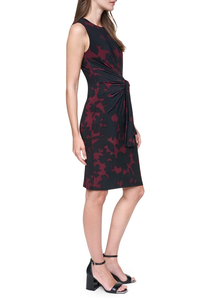 Sleeveless Tie Waist Body-Con Dress, Alternate, color, BURGUNDY/ BLACK
