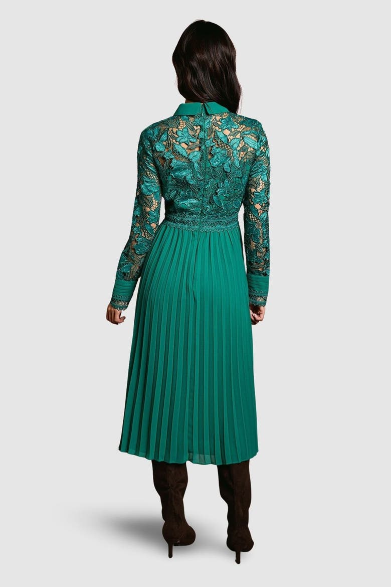 Petite Lace Shirt Dress, Alternate, color, Emerald