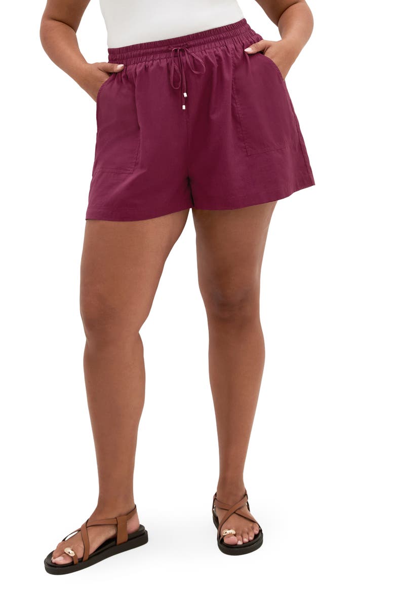 Lola Cotton Drawstring Shorts, Main, color, POMEGRANATE