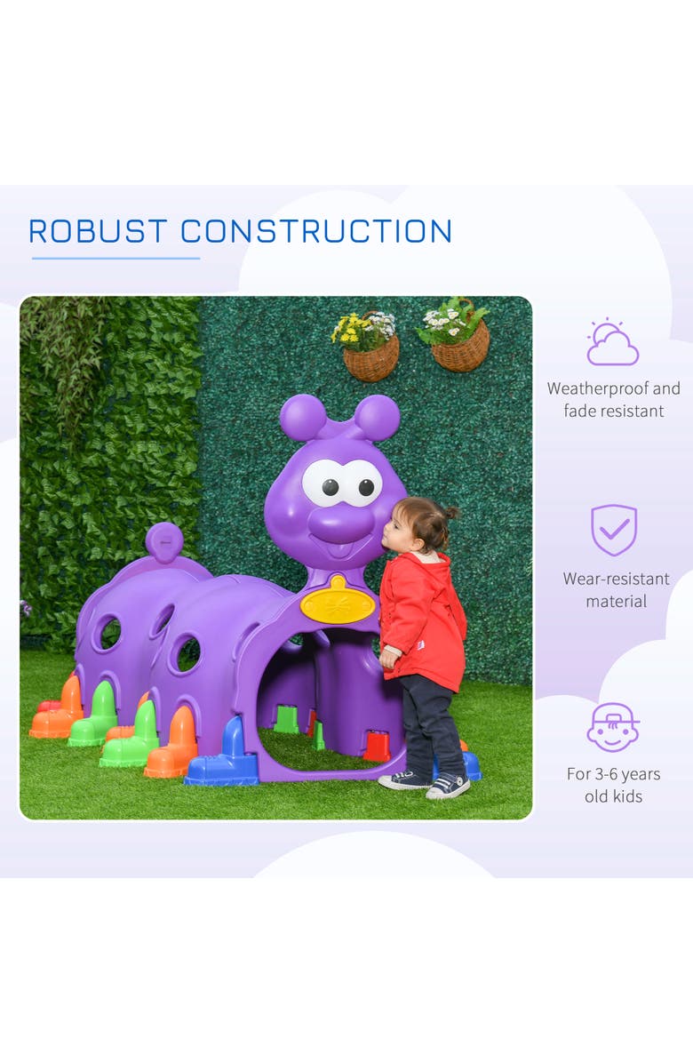 Qaba Caterpillar Climbing Tunnel for Kids Climb-N-Crawl Toy, Alternate, color, Purple