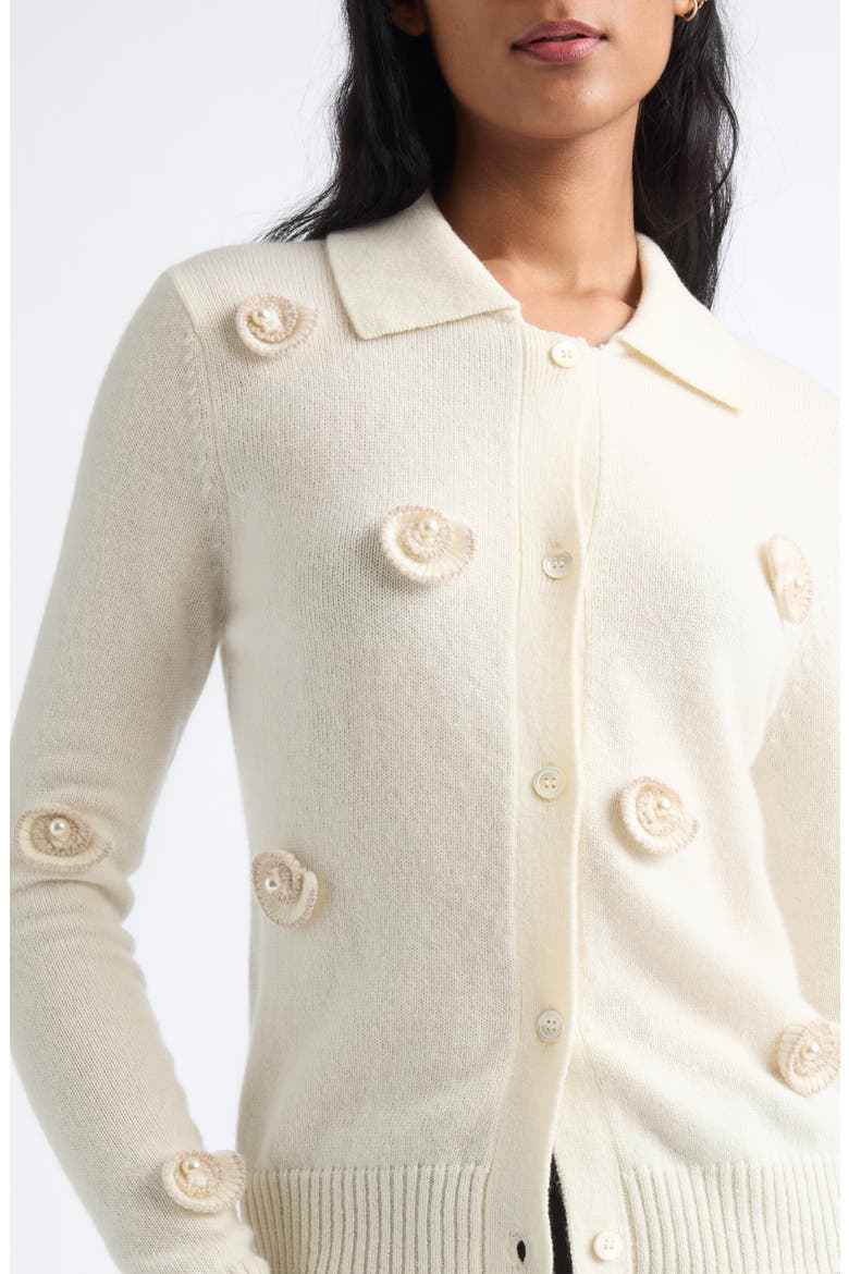 Embellished Shell Appliqué Cardigan, Alternate, color, CREAM