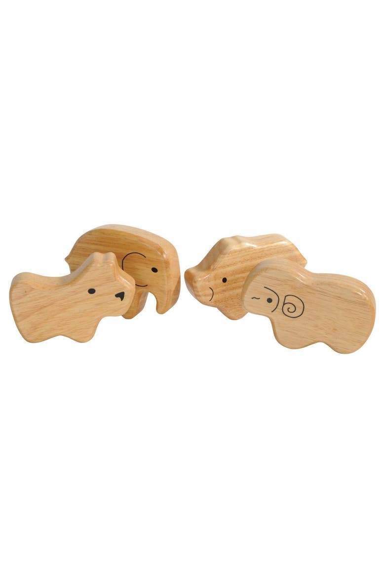 Soft Sounds 4 Wooden Animal Shakers, Alternate, color, Beige