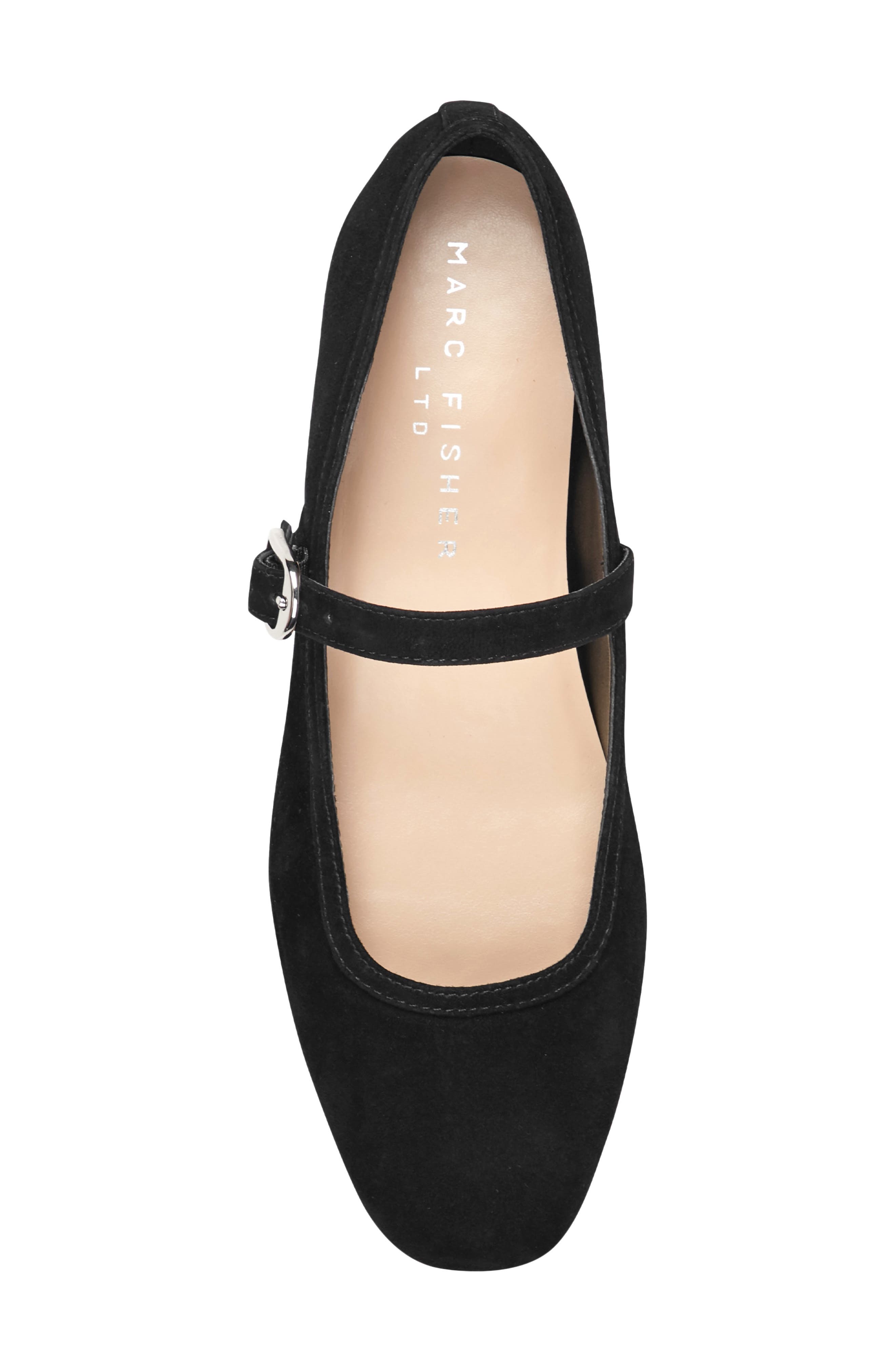 Marc Fisher LTD Garissa Mary Jane Flat, Alternate, color, Black Nubuck Leather