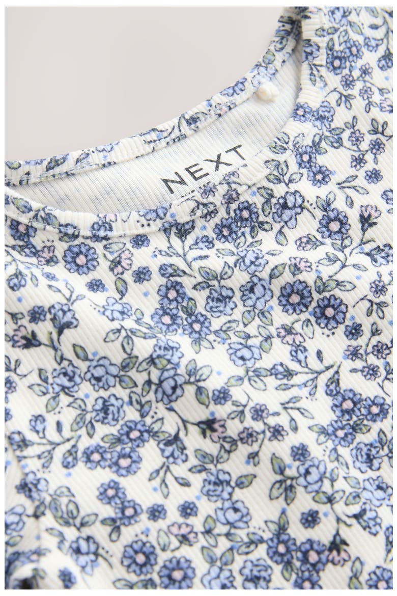 Kids' Ditsy Floral Long Sleeve Rib Top, Alternate, color, ECRU BLUE DITSY FLORAL